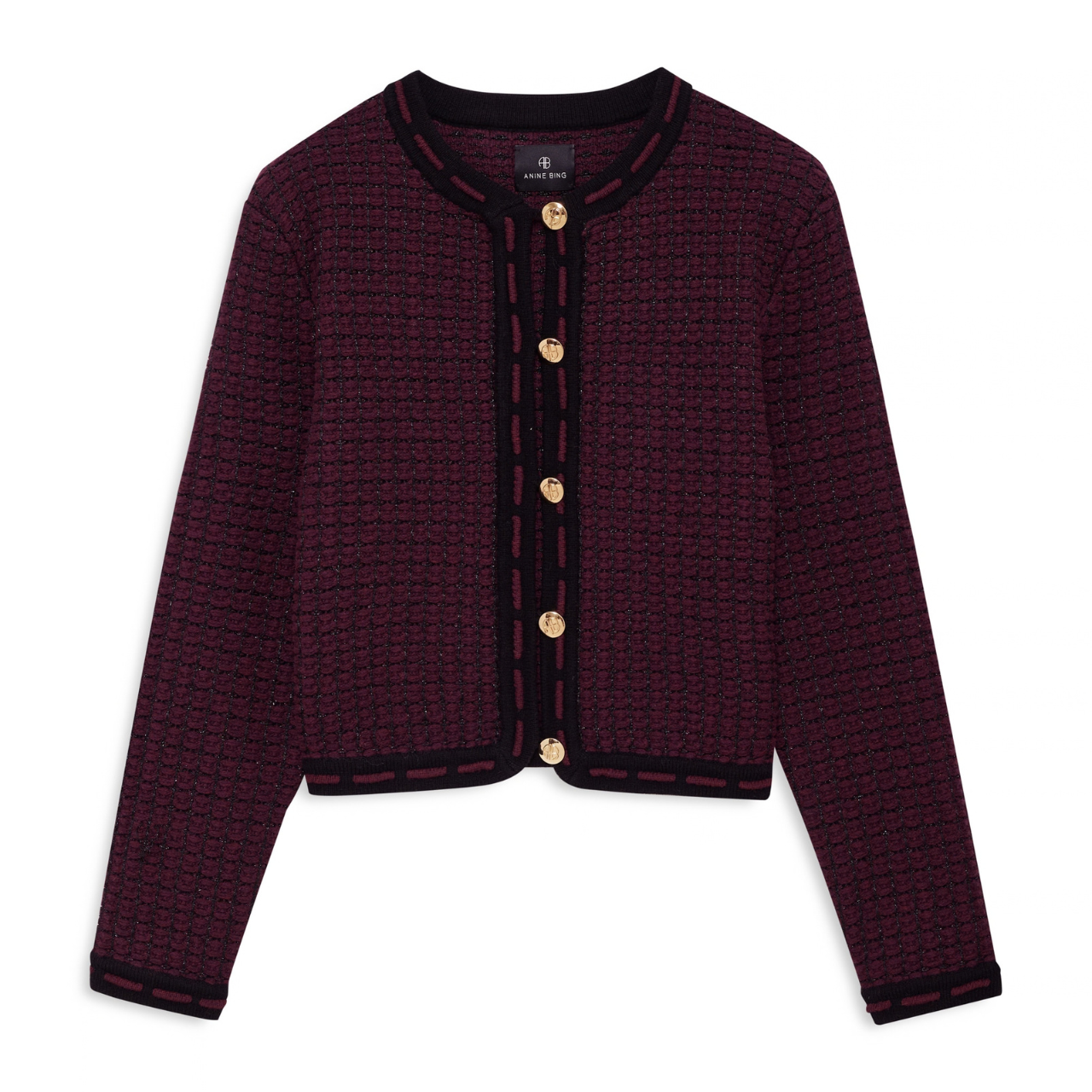 Nora Tweed Cardi Burgundy