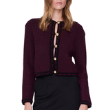 Nora Tweed Cardi Burgundy