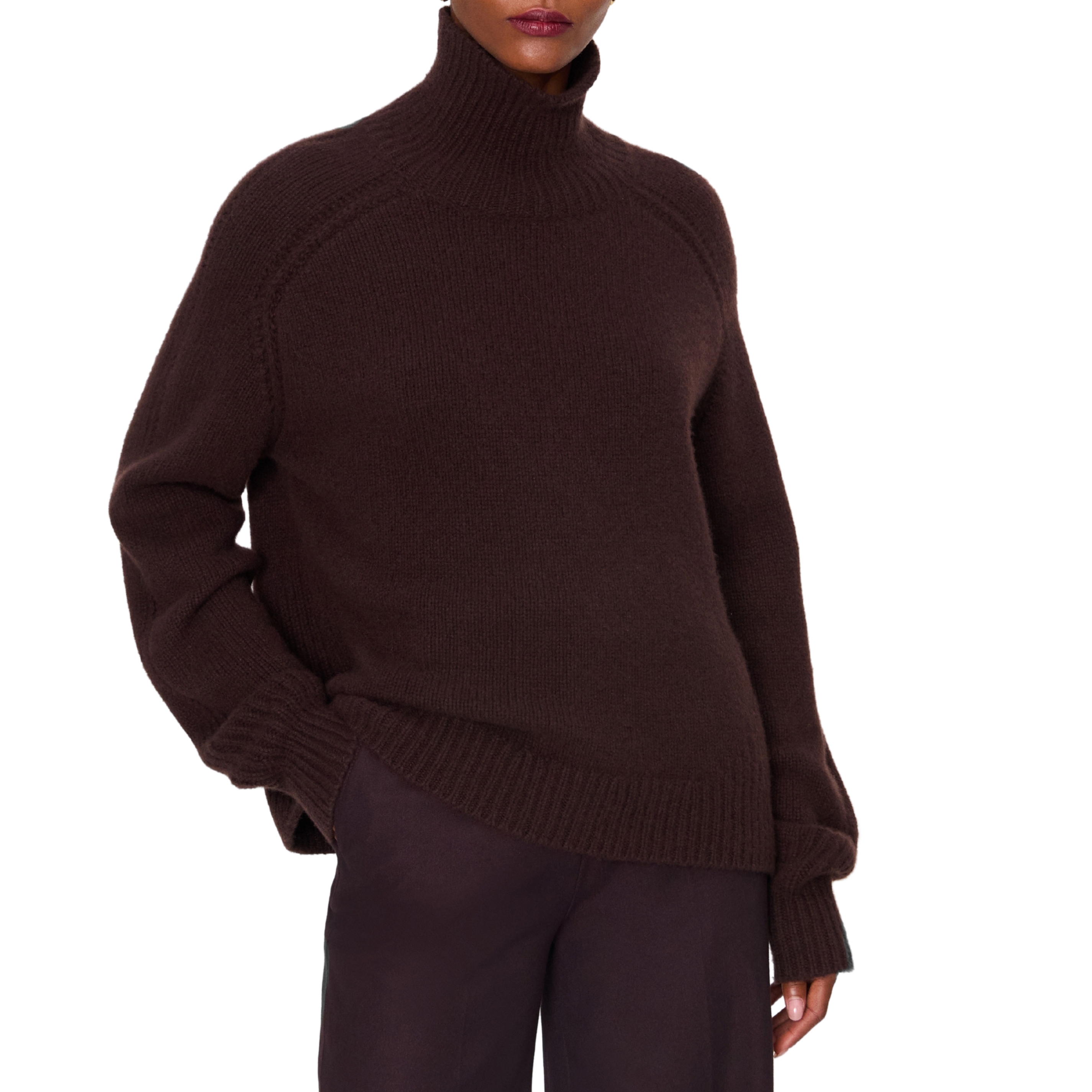 Tilly Lofty Espresso Cashmere High Neck Jumper