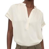 Gathered Nk Cap Blouse Creme