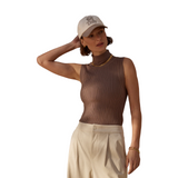 Anastasia Rib Knit Tank Taupe