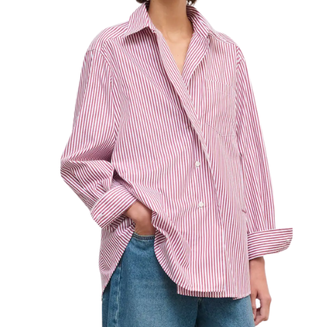 Asymmetric Shirt Red Stripe