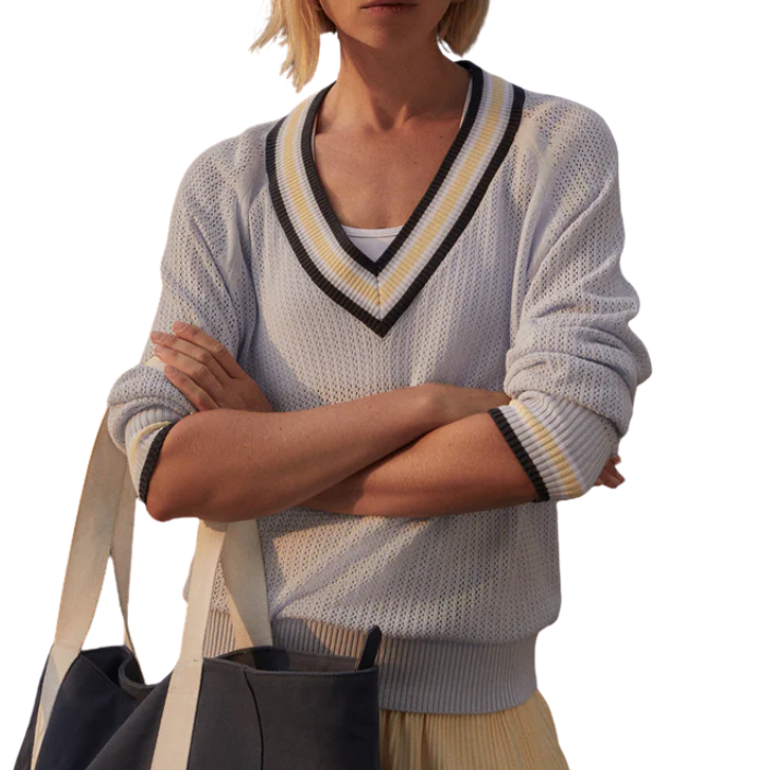Maurice V-Neck Sweater Xenon Blue