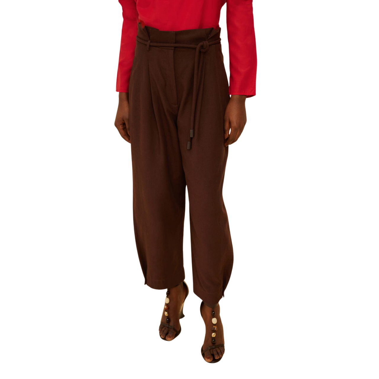 Coffee Topstitched Pants