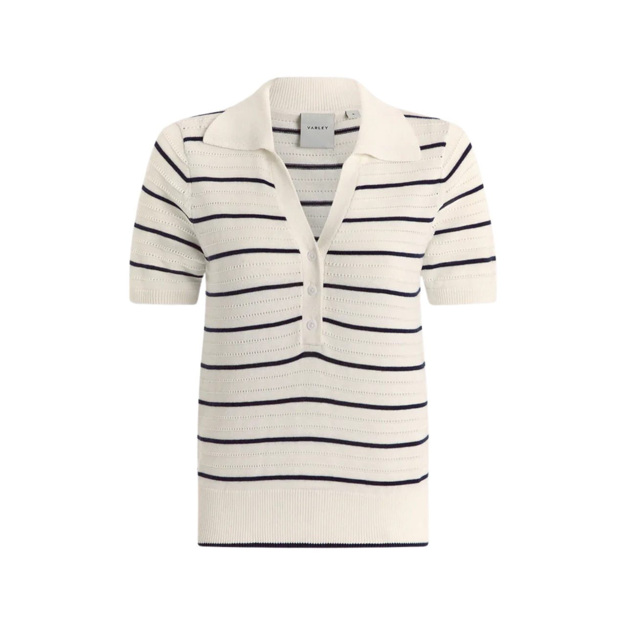 Wren White Blue Polo Knit Top