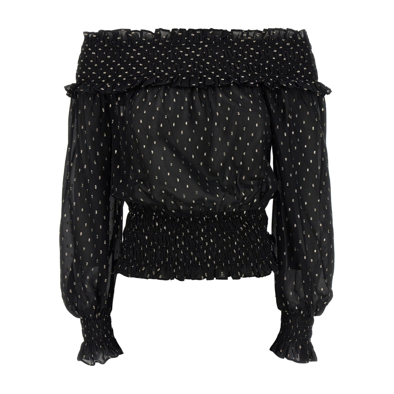 Black And Gold Chiffon Top