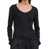 Scoop Jersey Top Black