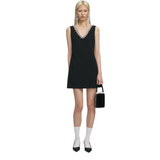 Crepe Crystal Trim Dress Black