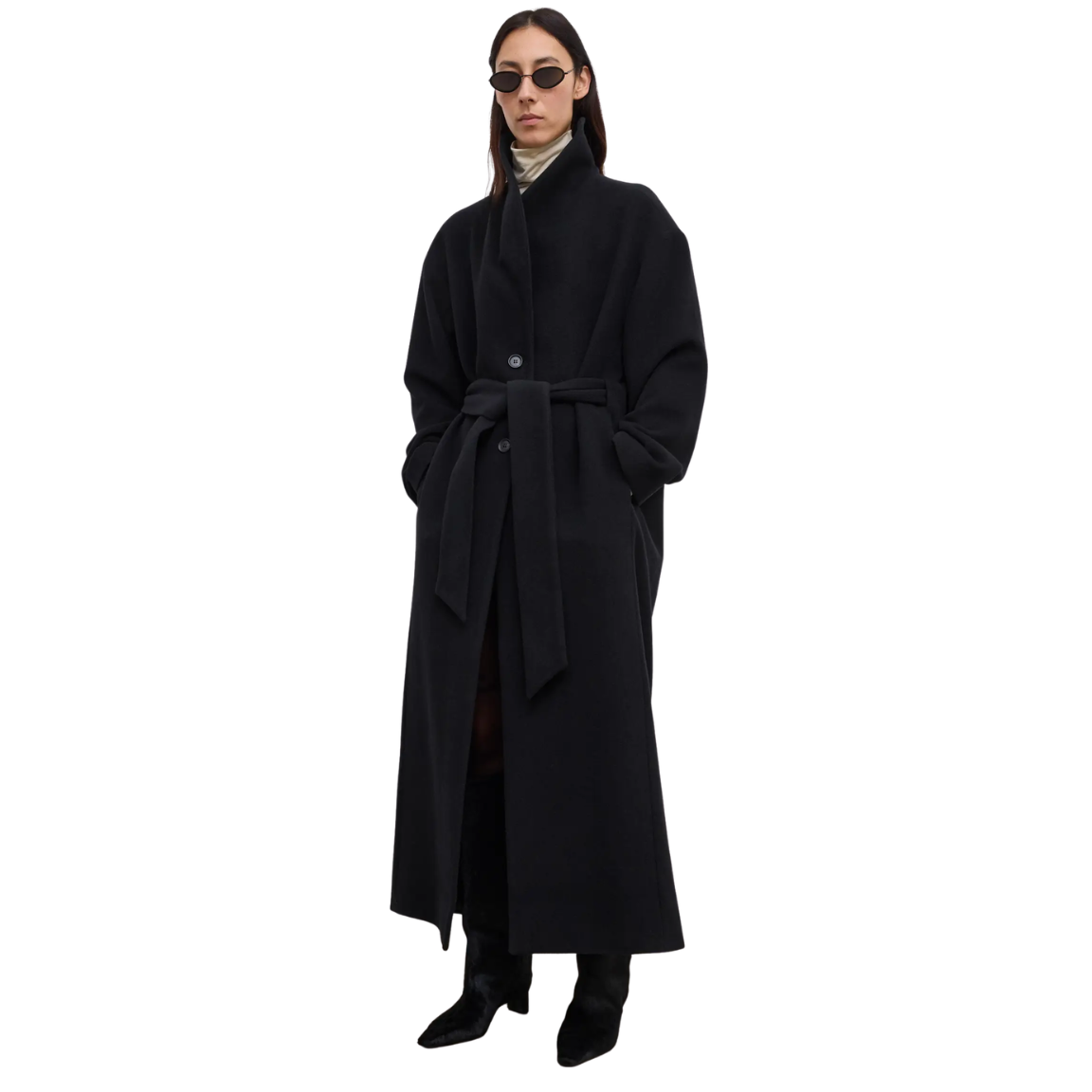 Black Single-Breasted Wool Coat