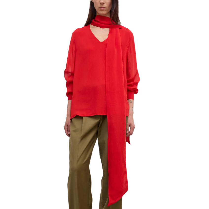 Chiffon Scarf Blouse Red