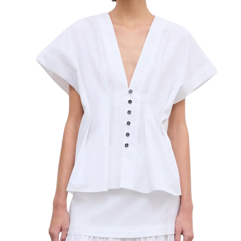 Cinched Cotton Top White