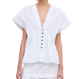 Cinched Cotton Top White