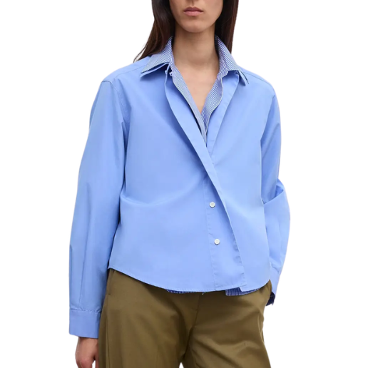 Cropped Shirt Mid Blue