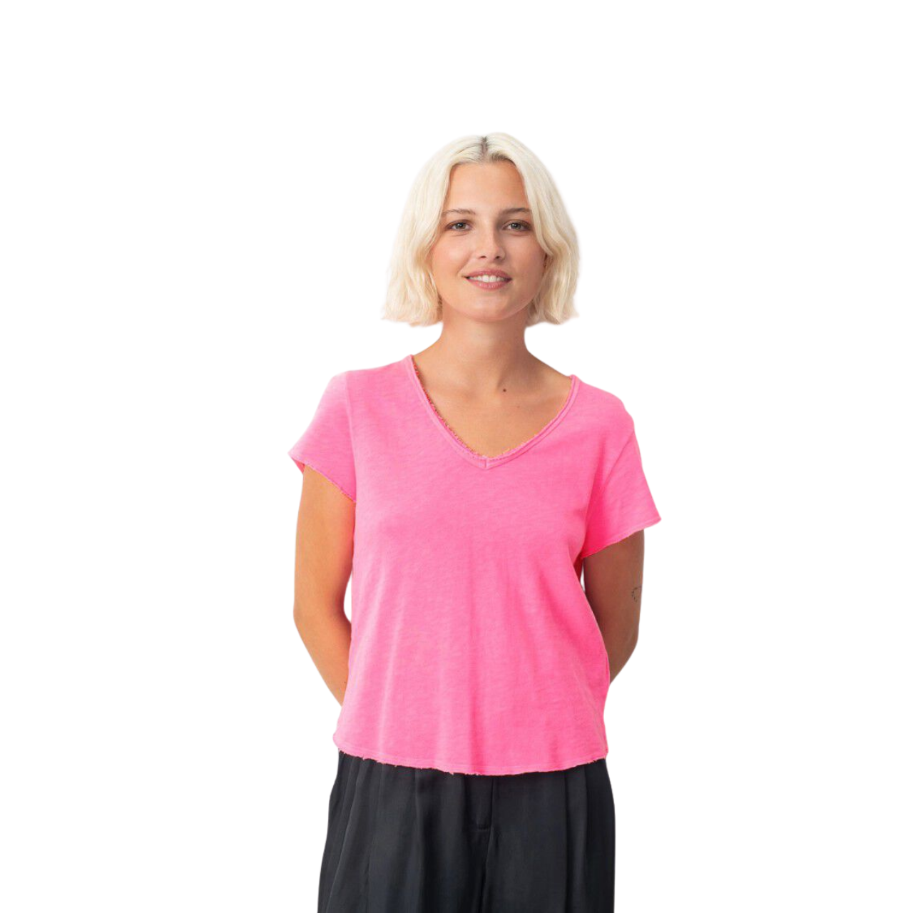 Sonoma Tee Raw Hem Fluo Pink