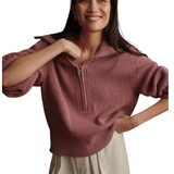 Maura Half Zip Rib Knit Mauve