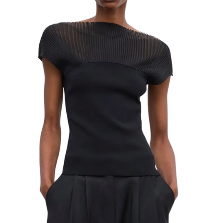 Contrast Knit Top Black