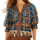Embroidered Tapestry Blue Blouse