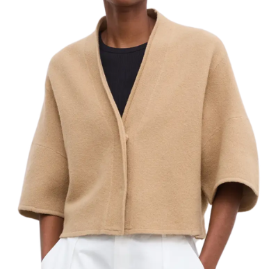 Short Wool Cardigan Camel