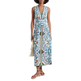 Flora Tile Midi Dress White