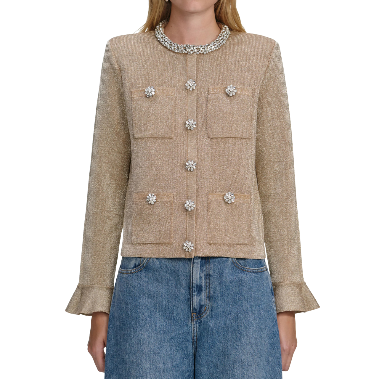 Gold Crystal Trim Cardigan