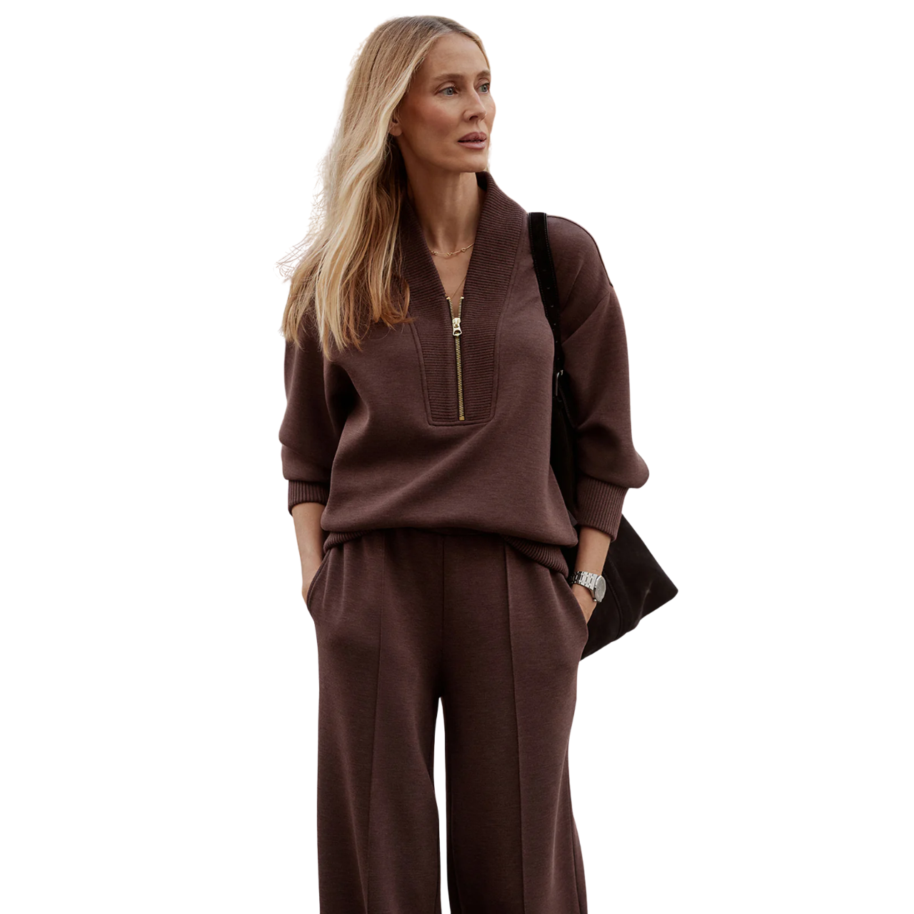 Sally Half Zip Sweat Coffee Bean