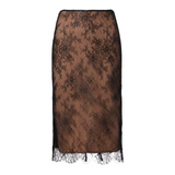Floral Lace Midi Skirt Black