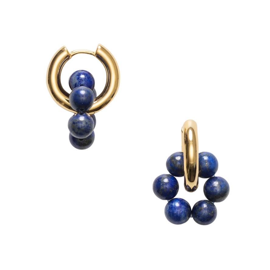 Deep Blue Hoops Golden Lapis