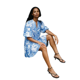 Mini Dress Cruz Blue Palm