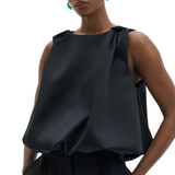 Valentina Knotted Shoulder Top Black