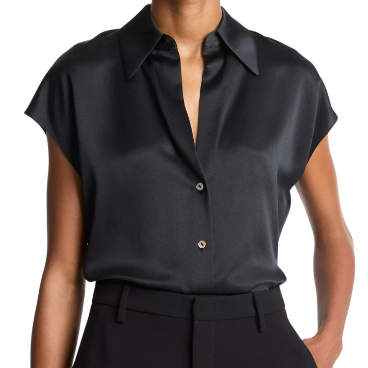 Cap Slv Ruched Blouse Black