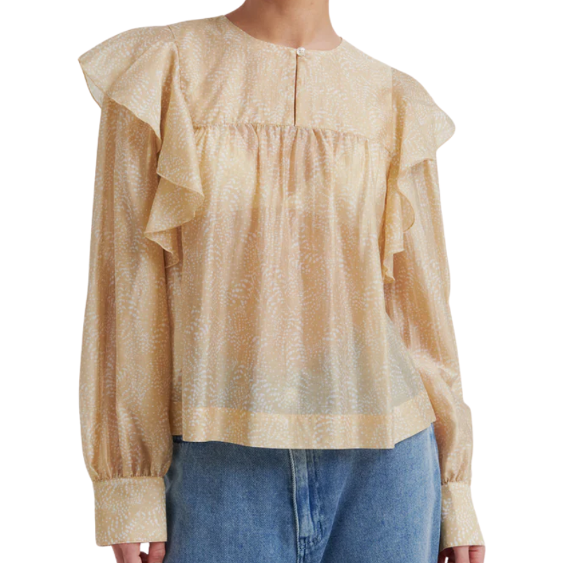 Hide Ruffle Blouse Tan