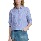 Lucia Stripe Poplin Shirt Navy
