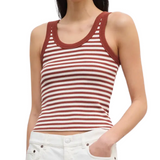 Ribbed Tank Top White/ Red