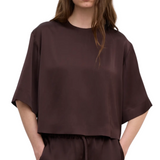 Woven Fluid T Shirt Brown