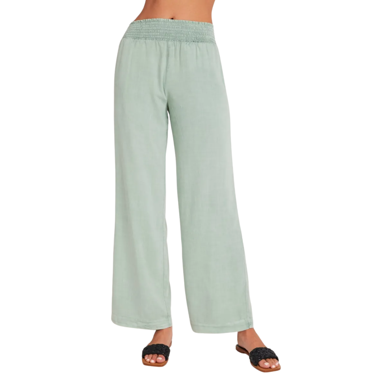 Smocked Waist Wide Leg Green