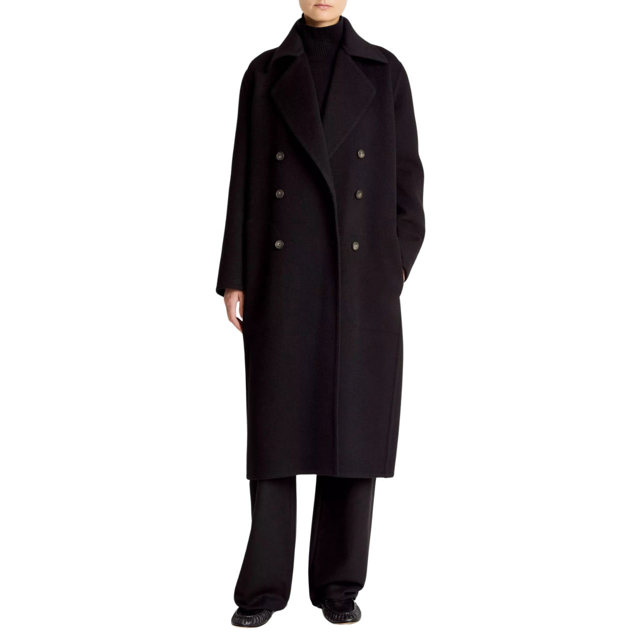 Double Breasted Long Coat Black