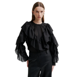 Fria Frill Blouse  Black