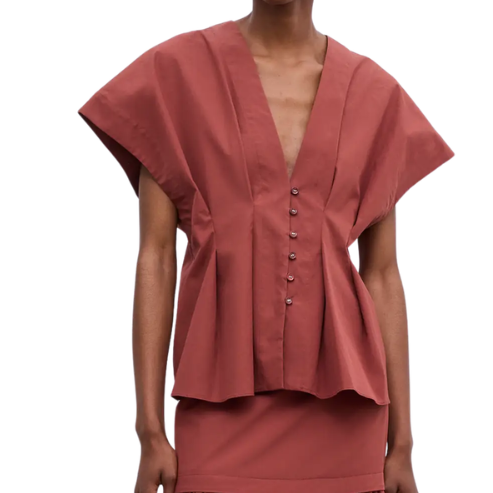 Cinched Cotton Top Red