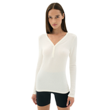 Louise Rib Henley LS Top White