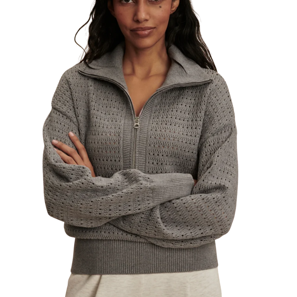 Darla Half Zip Knit - Silver Melange