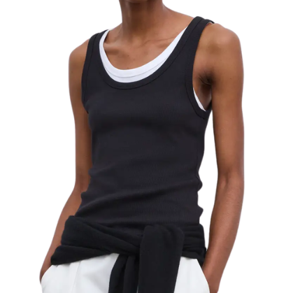 Fitted Rib Tank Top Black