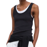Fitted Rib Tank Top Black