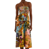 Tropical Painting Midi Dress
