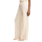 High Waist Satin Trouser Flax