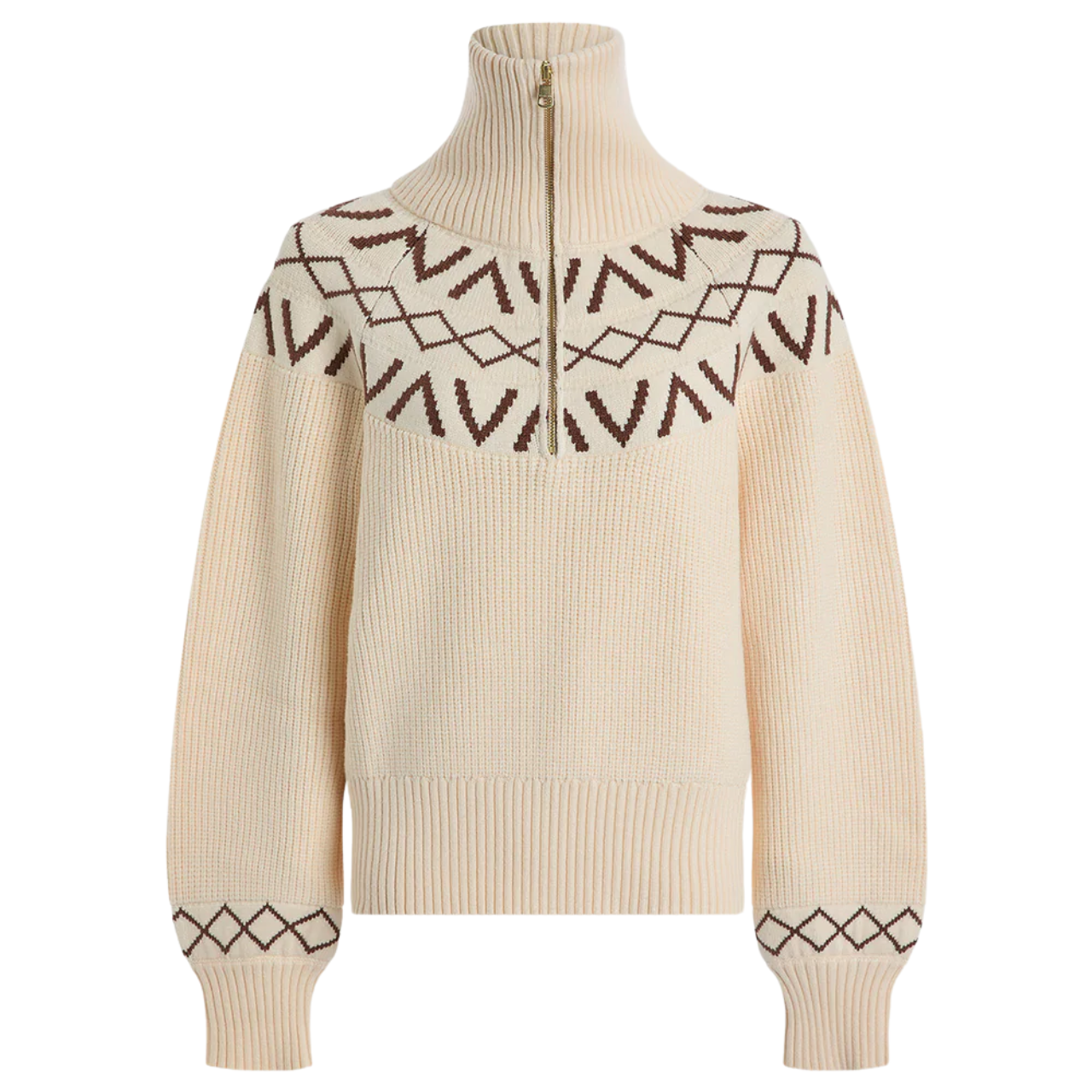 Sigrid Fairisle Half Zip Knit Grey