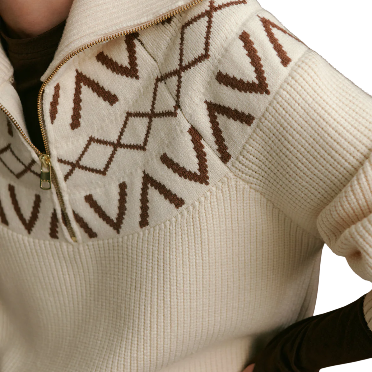 Sigrid Fairisle Half Zip Knit Grey