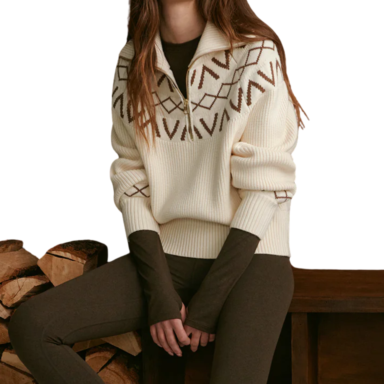 Sigrid Fairisle Half Zip Knit Grey