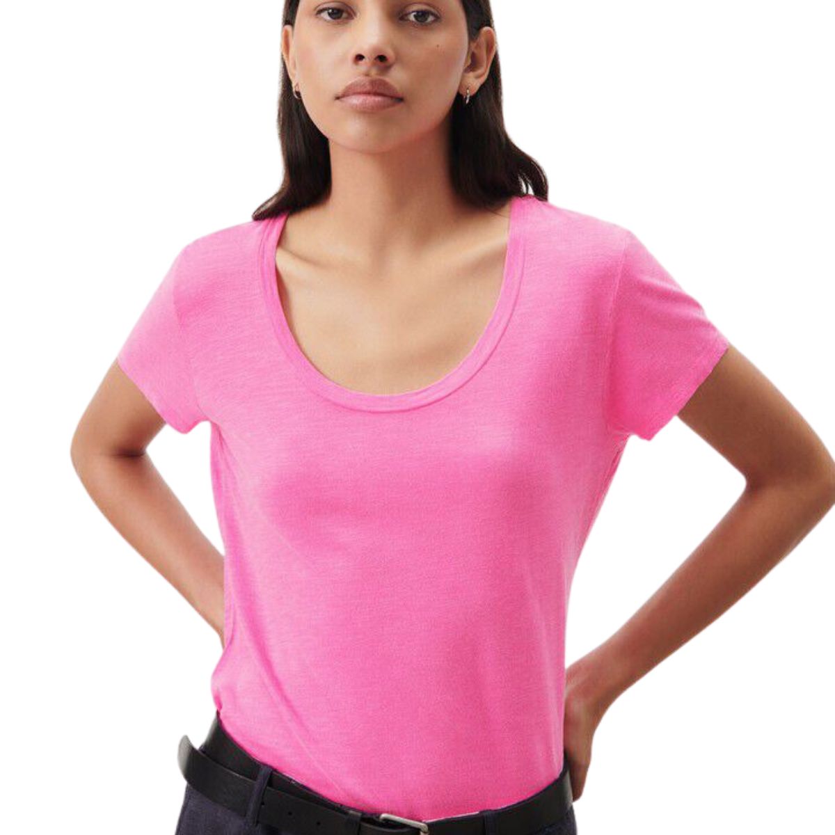 Jacksonville U-Neck Tee Rose Fluo