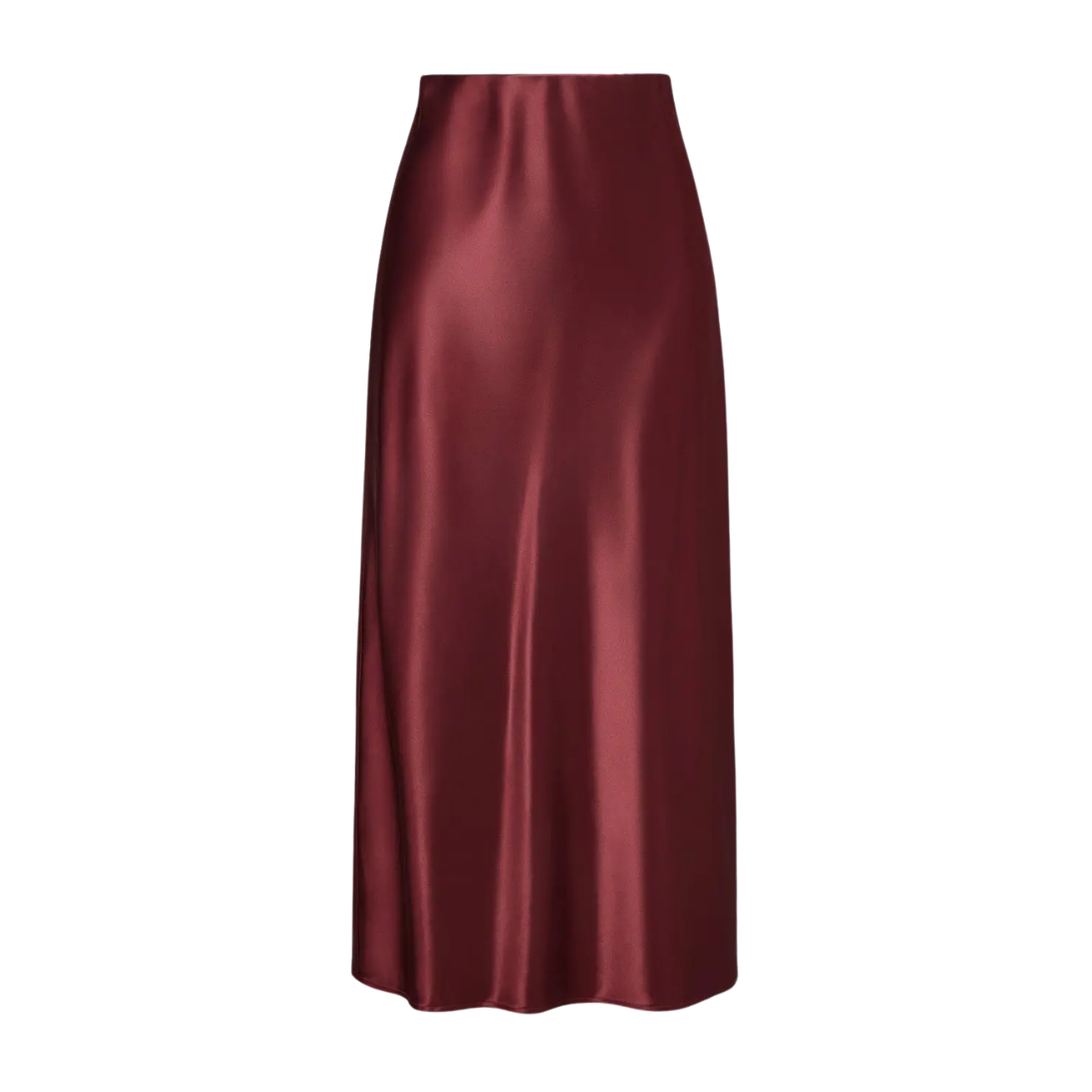 Aubree Satin Midi Skirt Wine