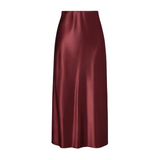 Aubree Satin Midi Skirt Wine